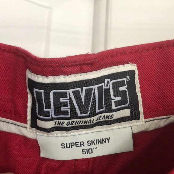 Men’s red super skinny jeans - Picture 2 of 4